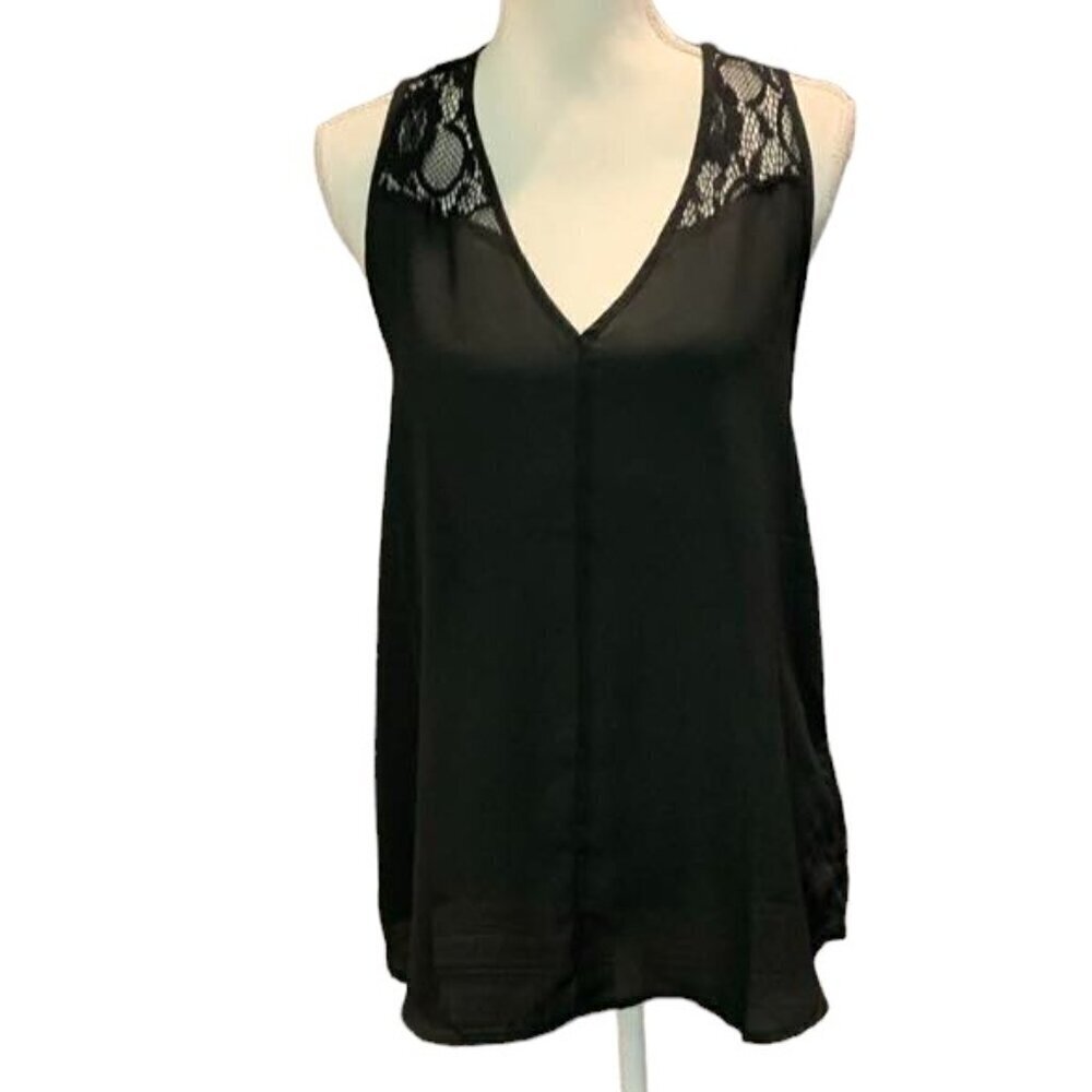 🔥🔥SALE🔥🔥SOPHIE RUE Black V-Neck Sleeveless Lace Blouse Top